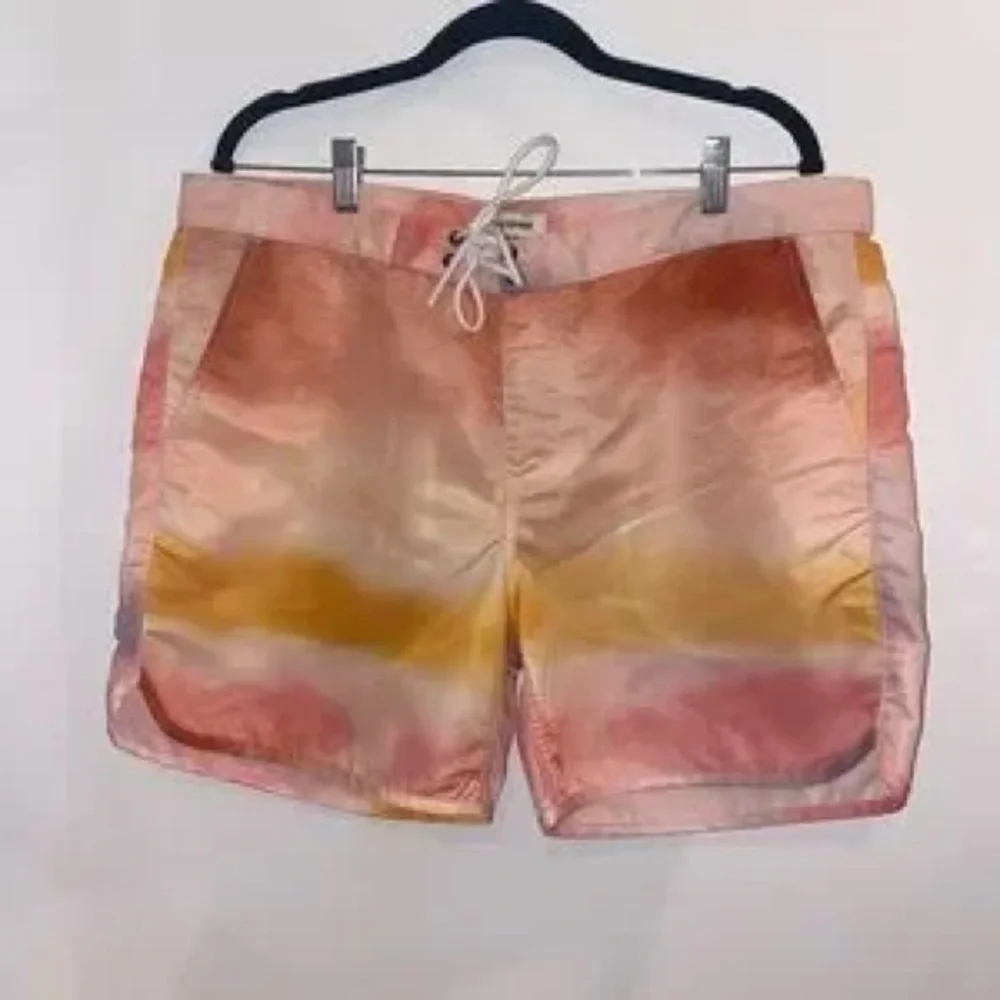 True Religion Tie Dye Board Shorts Men’s Size 36 Pink Yellow Swim Trunks